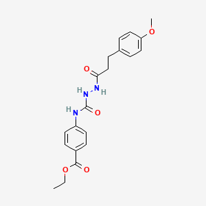 molecular formula C20H23N3O5 B4978731 ethyl 4-[({2-[3-(4-methoxyphenyl)propanoyl]hydrazino}carbonyl)amino]benzoate 