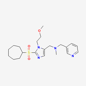 molecular formula C21H32N4O3S B4978760 1-[2-(cycloheptylsulfonyl)-1-(2-methoxyethyl)-1H-imidazol-5-yl]-N-methyl-N-(3-pyridinylmethyl)methanamine 
