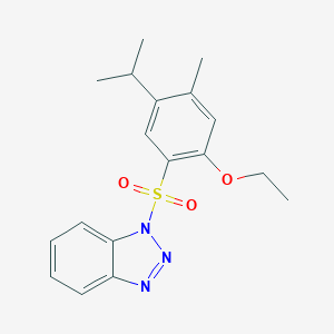 molecular formula C18H21N3O3S B497877 1-((2-ethoxy-5-isopropyl-4-methylphenyl)sulfonyl)-1H-benzo[d][1,2,3]triazole CAS No. 927636-96-2