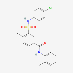 molecular formula C21H19ClN2O3S B4978803 3-{[(4-chlorophenyl)amino]sulfonyl}-4-methyl-N-(2-methylphenyl)benzamide 