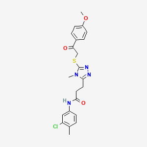 molecular formula C22H23ClN4O3S B4978888 N-(3-chloro-4-methylphenyl)-3-(5-{[2-(4-methoxyphenyl)-2-oxoethyl]thio}-4-methyl-4H-1,2,4-triazol-3-yl)propanamide 