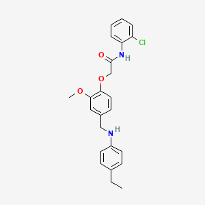 molecular formula C24H25ClN2O3 B4978958 N-(2-chlorophenyl)-2-(4-{[(4-ethylphenyl)amino]methyl}-2-methoxyphenoxy)acetamide 