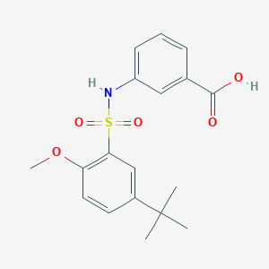 molecular formula C18H21NO5S B497897 3-(5-Tert-butyl-2-methoxybenzenesulfonamido)benzoic acid CAS No. 927637-16-9