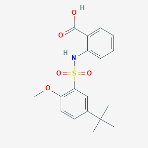 molecular formula C18H21NO5S B497902 2-(5-Tert-butyl-2-methoxybenzenesulfonamido)benzoic acid 
