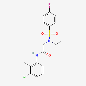 molecular formula C17H18ClFN2O3S B4979043 N~1~-(3-chloro-2-methylphenyl)-N~2~-ethyl-N~2~-[(4-fluorophenyl)sulfonyl]glycinamide 