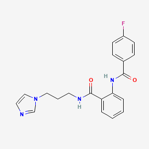 molecular formula C20H19FN4O2 B4979054 2-[(4-fluorobenzoyl)amino]-N-[3-(1H-imidazol-1-yl)propyl]benzamide 