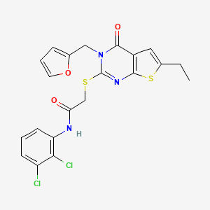 molecular formula C21H17Cl2N3O3S2 B4979223 N-(2,3-dichlorophenyl)-2-{[6-ethyl-3-(2-furylmethyl)-4-oxo-3,4-dihydrothieno[2,3-d]pyrimidin-2-yl]thio}acetamide 