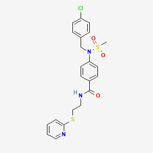 molecular formula C22H22ClN3O3S2 B4979265 4-[(4-chlorobenzyl)(methylsulfonyl)amino]-N-[2-(2-pyridinylthio)ethyl]benzamide 