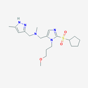 molecular formula C19H31N5O3S B4979322 1-[2-(cyclopentylsulfonyl)-1-(3-methoxypropyl)-1H-imidazol-5-yl]-N-methyl-N-[(5-methyl-1H-pyrazol-3-yl)methyl]methanamine 