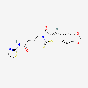 4-[5-(1,3-benzodioxol-5-ylmethylene)-4-oxo-2-thioxo-1,3-thiazolidin-3-yl]-N-(4,5-dihydro-1,3-thiazol-2-yl)butanamide