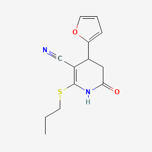 molecular formula C13H14N2O2S B4979384 4-(2-furyl)-6-oxo-2-(propylthio)-1,4,5,6-tetrahydro-3-pyridinecarbonitrile 