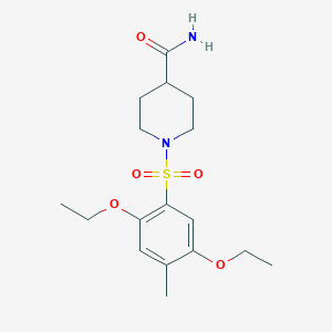 molecular formula C17H26N2O5S B497939 1-((2,5-Diethoxy-4-methylphenyl)sulfonyl)piperidine-4-carboxamide CAS No. 915915-66-1