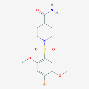 molecular formula C14H19BrN2O5S B497941 1-((4-Bromo-2,5-dimethoxyphenyl)sulfonyl)piperidine-4-carboxamide CAS No. 915872-53-6