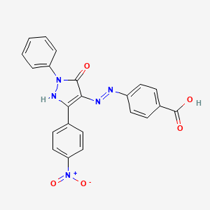 molecular formula C22H15N5O5 B4979418 4-{2-[3-(4-nitrophenyl)-5-oxo-1-phenyl-1,5-dihydro-4H-pyrazol-4-ylidene]hydrazino}benzoic acid 