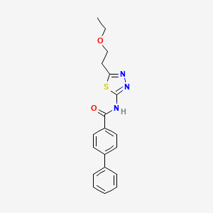 molecular formula C19H19N3O2S B4979423 N-[5-(2-ethoxyethyl)-1,3,4-thiadiazol-2-yl]-4-biphenylcarboxamide 
