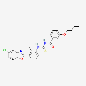 molecular formula C26H24ClN3O3S B4979432 3-butoxy-N-({[3-(5-chloro-1,3-benzoxazol-2-yl)-2-methylphenyl]amino}carbonothioyl)benzamide 