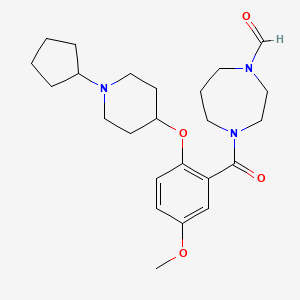 molecular formula C24H35N3O4 B4979438 4-{2-[(1-cyclopentyl-4-piperidinyl)oxy]-5-methoxybenzoyl}-1,4-diazepane-1-carbaldehyde 