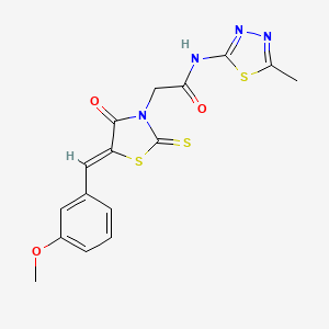 molecular formula C16H14N4O3S3 B4979444 2-[5-(3-methoxybenzylidene)-4-oxo-2-thioxo-1,3-thiazolidin-3-yl]-N-(5-methyl-1,3,4-thiadiazol-2-yl)acetamide 