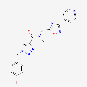 molecular formula C19H16FN7O2 B4979445 1-(4-fluorobenzyl)-N-methyl-N-{[3-(4-pyridinyl)-1,2,4-oxadiazol-5-yl]methyl}-1H-1,2,3-triazole-4-carboxamide 