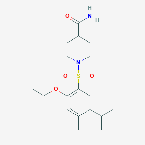 molecular formula C18H28N2O4S B497946 1-((2-Ethoxy-5-isopropyl-4-methylphenyl)sulfonyl)piperidine-4-carboxamide CAS No. 915915-82-1