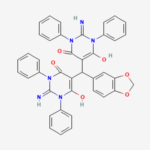 molecular formula C40H30N6O6 B4979474 5,5'-(1,3-benzodioxol-5-ylmethylene)bis(6-hydroxy-2-imino-1,3-diphenyl-2,3-dihydro-4(1H)-pyrimidinone) 