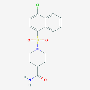 molecular formula C16H17ClN2O3S B497948 1-[(4-Chloro-1-naphthyl)sulfonyl]-4-piperidinecarboxamide 