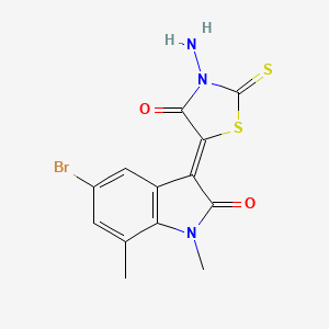 3-(3-amino-4-oxo-2-thioxo-1,3-thiazolidin-5-ylidene)-5-bromo-1,7-dimethyl-1,3-dihydro-2H-indol-2-one
