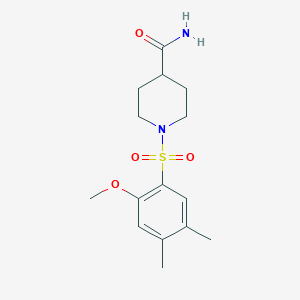 molecular formula C15H22N2O4S B497951 1-((2-甲氧基-4,5-二甲苯基)磺酰基)哌啶-4-甲酰胺 CAS No. 915934-97-3