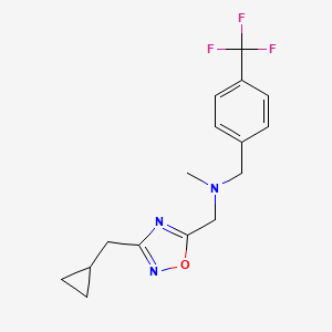 molecular formula C16H18F3N3O B4979528 1-[3-(cyclopropylmethyl)-1,2,4-oxadiazol-5-yl]-N-methyl-N-[4-(trifluoromethyl)benzyl]methanamine 