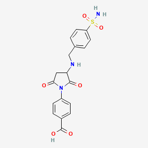 molecular formula C18H17N3O6S B4979544 4-(3-{[4-(aminosulfonyl)benzyl]amino}-2,5-dioxo-1-pyrrolidinyl)benzoic acid 