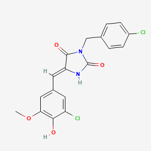 molecular formula C18H14Cl2N2O4 B4979564 3-(4-chlorobenzyl)-5-(3-chloro-4-hydroxy-5-methoxybenzylidene)-2,4-imidazolidinedione 