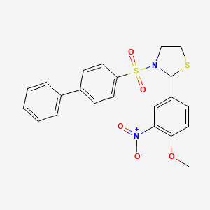 molecular formula C22H20N2O5S2 B4979574 3-(4-biphenylylsulfonyl)-2-(4-methoxy-3-nitrophenyl)-1,3-thiazolidine 