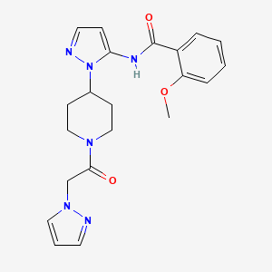 molecular formula C21H24N6O3 B4979579 2-methoxy-N-{1-[1-(1H-pyrazol-1-ylacetyl)-4-piperidinyl]-1H-pyrazol-5-yl}benzamide 