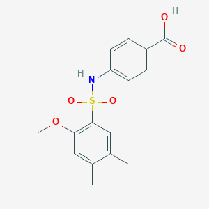 molecular formula C16H17NO5S B497963 4-{[(2-Methoxy-4,5-dimethylphenyl)sulfonyl]amino}benzoic acid CAS No. 927637-93-2