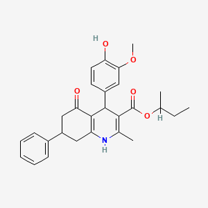 molecular formula C28H31NO5 B4979633 sec-butyl 4-(4-hydroxy-3-methoxyphenyl)-2-methyl-5-oxo-7-phenyl-1,4,5,6,7,8-hexahydro-3-quinolinecarboxylate CAS No. 5710-37-2