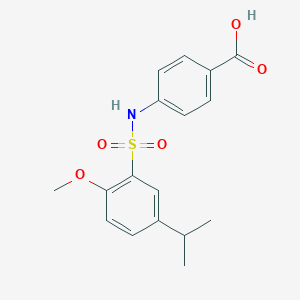 molecular formula C17H19NO5S B497966 4-[2-Methoxy-5-(propan-2-yl)benzenesulfonamido]benzoic acid CAS No. 927638-05-9