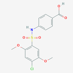 molecular formula C15H14ClNO6S B497967 4-{[(4-Chloro-2,5-dimethoxyphenyl)sulfonyl]amino}benzoic acid CAS No. 927638-02-6