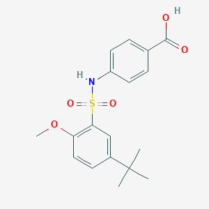 molecular formula C18H21NO5S B497968 4-(5-Tert-butyl-2-methoxybenzenesulfonamido)benzoic acid CAS No. 927638-08-2