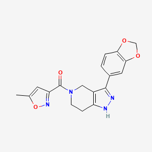 molecular formula C18H16N4O4 B4979684 3-(1,3-benzodioxol-5-yl)-5-[(5-methyl-3-isoxazolyl)carbonyl]-4,5,6,7-tetrahydro-1H-pyrazolo[4,3-c]pyridine 