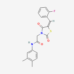 molecular formula C20H17FN2O3S B4979701 N-(3,4-dimethylphenyl)-2-[5-(2-fluorobenzylidene)-2,4-dioxo-1,3-thiazolidin-3-yl]acetamide 