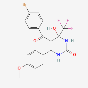 molecular formula C19H16BrF3N2O4 B4979708 5-(4-溴苯甲酰)-4-羟基-6-(4-甲氧苯基)-4-(三氟甲基)四氢-2(1H)-嘧啶酮 