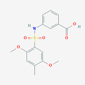 molecular formula C16H17NO6S B497972 3-(2,5-Dimethoxy-4-methylbenzenesulfonamido)benzoic acid CAS No. 927638-17-3