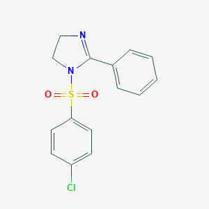 molecular formula C15H13ClN2O2S B497980 1-((4-chlorophenyl)sulfonyl)-2-phenyl-4,5-dihydro-1H-imidazole CAS No. 902249-36-9