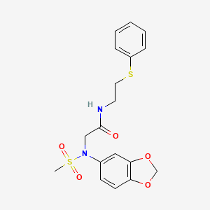 molecular formula C18H20N2O5S2 B4979818 N~2~-1,3-benzodioxol-5-yl-N~2~-(methylsulfonyl)-N~1~-[2-(phenylthio)ethyl]glycinamide 