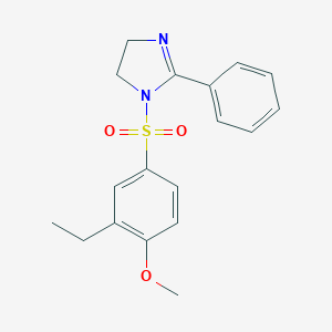 molecular formula C18H20N2O3S B497983 1-((3-ethyl-4-methoxyphenyl)sulfonyl)-2-phenyl-4,5-dihydro-1H-imidazole CAS No. 898641-93-5
