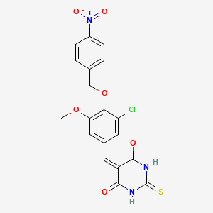molecular formula C19H14ClN3O6S B4979856 5-{3-chloro-5-methoxy-4-[(4-nitrobenzyl)oxy]benzylidene}-2-thioxodihydro-4,6(1H,5H)-pyrimidinedione 
