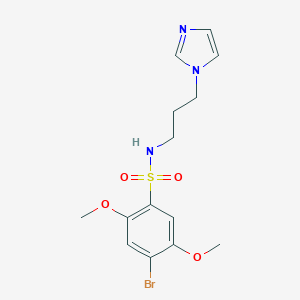 molecular formula C14H18BrN3O4S B497986 4-bromo-N-[3-(1H-imidazol-1-yl)propyl]-2,5-dimethoxybenzenesulfonamide CAS No. 898647-31-9