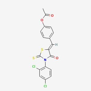 molecular formula C18H11Cl2NO3S2 B4979875 4-{[3-(2,4-dichlorophenyl)-4-oxo-2-thioxo-1,3-thiazolidin-5-ylidene]methyl}phenyl acetate 