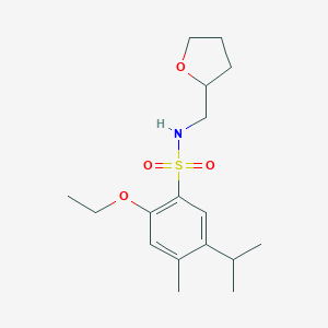 molecular formula C17H27NO4S B497989 2-ethoxy-5-isopropyl-4-methyl-N-(tetrahydro-2-furanylmethyl)benzenesulfonamide CAS No. 898647-53-5