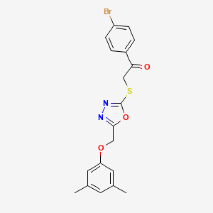 molecular formula C19H17BrN2O3S B4979896 1-(4-bromophenyl)-2-({5-[(3,5-dimethylphenoxy)methyl]-1,3,4-oxadiazol-2-yl}thio)ethanone 